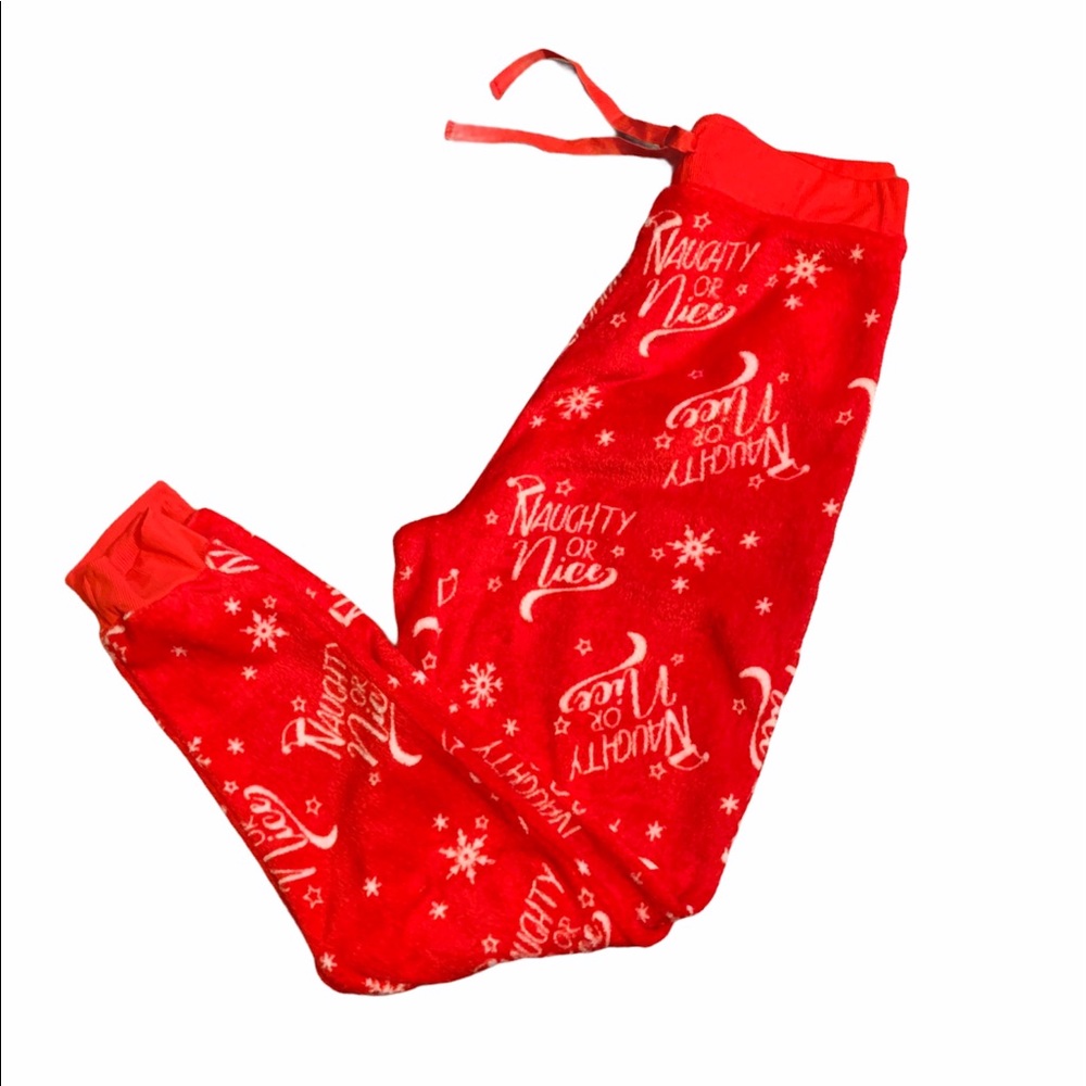 Red Fleece Naughty Nice Fleece Pajama Bottoms, M